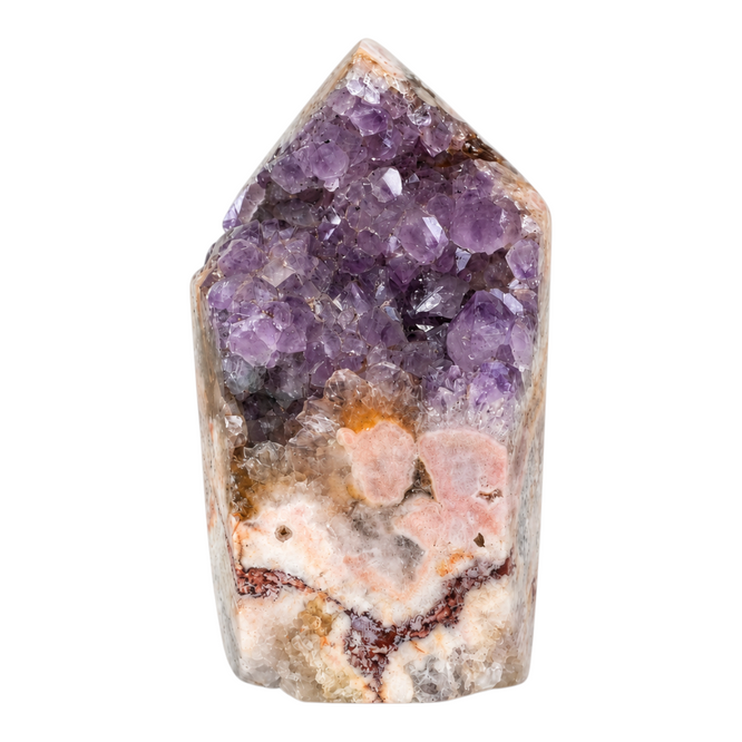 Amethist Geode Toren met Roze Calciet - 17