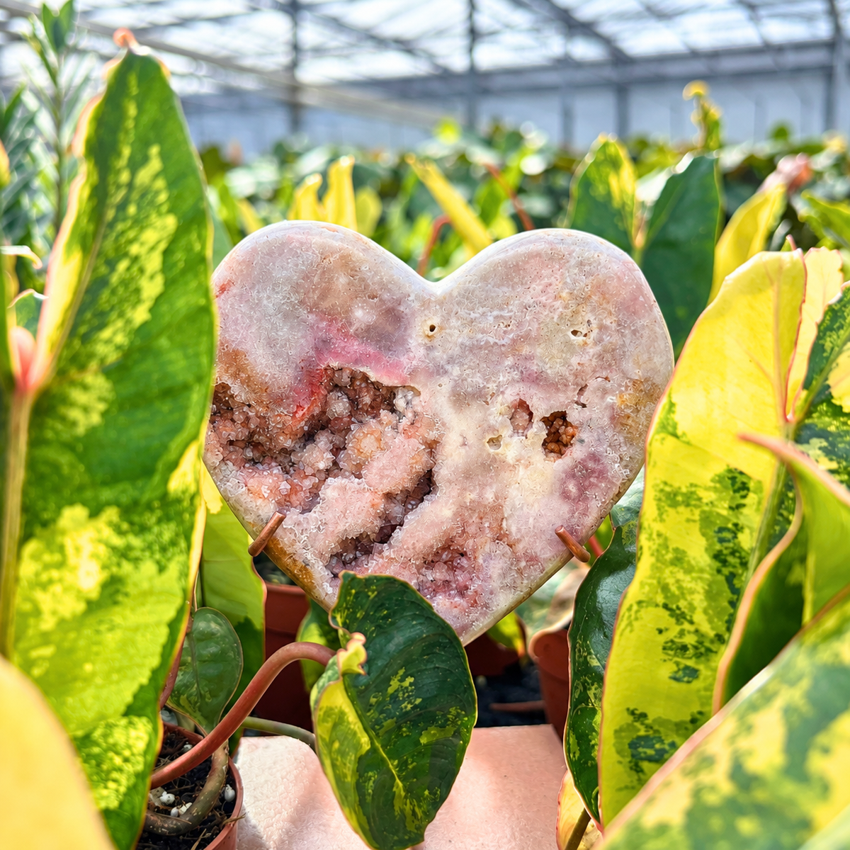 Roze Amethist Druzy Hart - 10