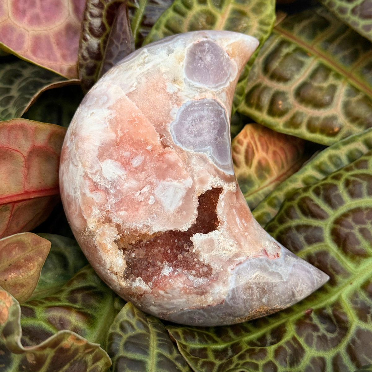 Roze Amethist Druzy Maan - 44