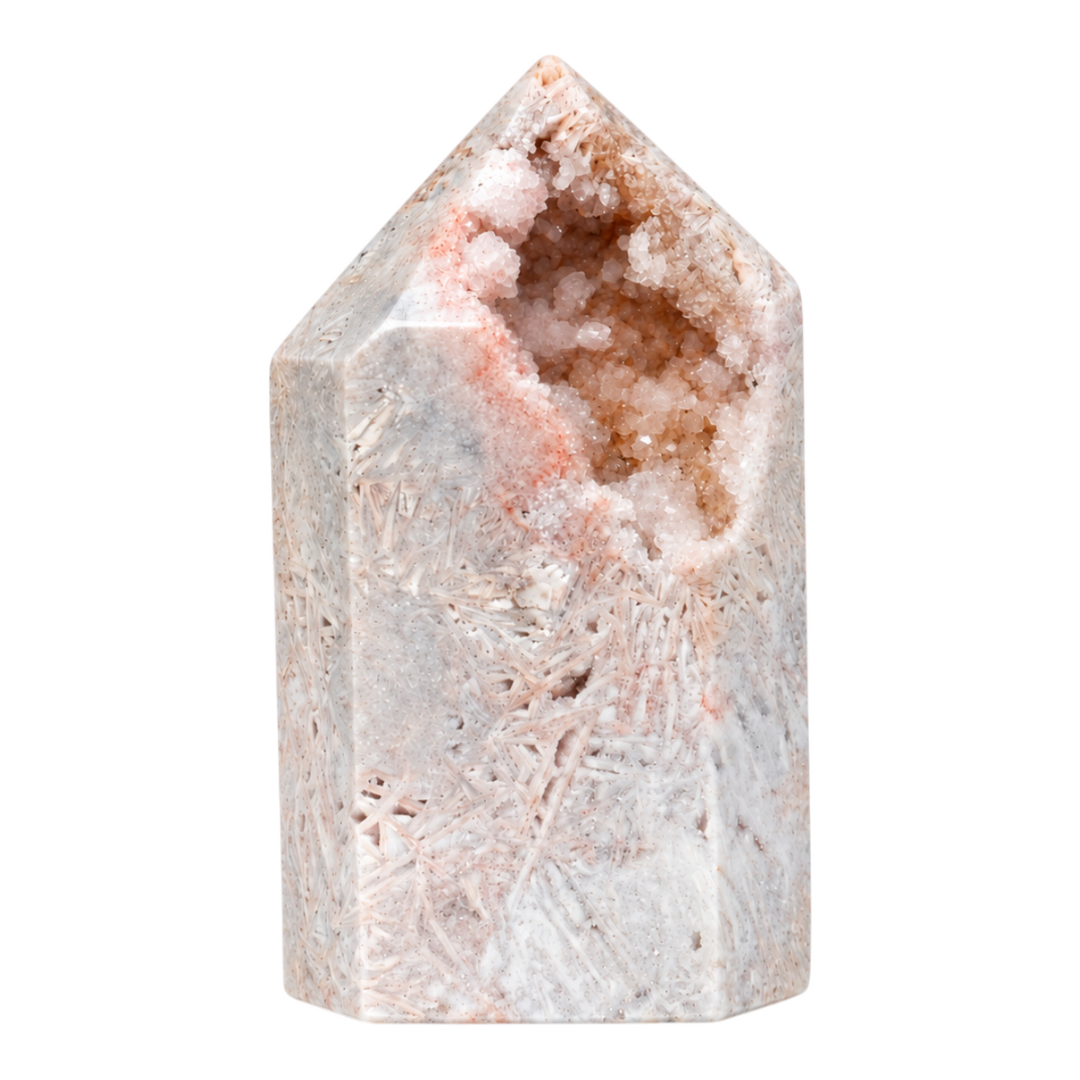 Roze Amethist Toren met Druzy Geode - 18